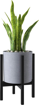 FaithLand Plant Pot 10 inch - Perfectly Fits Mid-Century Modern Plant Stand - Drainage Plug and Drainage Mesh Screen - Gray Planter Pot by GreenHaven Gardens