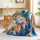 Boho Throw Blanket, Blue Lightweight Blankets for Summer, 100% Cotton Bohemian Decorative Throw Blanket, 90"x98" Reversible Muslin Breathable Woven Farmhouse Blankets Quilt, by CozyNest Decor