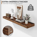 Fun Memories 36 Inch Floating Shelves - Deep Rustic Wooden Wall Shelves - Extra Deeper & Thicker Wall Mounted Storage Shelf for Bedroom, Kitchen, Farmhouse - 2 Pack, Rustic Brown by CozyNest Decor