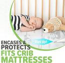 Premium Bamboo Crib Mattress Encasement Protector | Full Zipper Enclosure | Waterproof | Extra Soft | Enfused Charcoal for Odor Control | Fits Crib | Family Friendly, White by TinyTreasures Baby Boutique