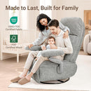 Nursery Swivel Glider Recliner Chair with Adjustable Armrests & Headrest, Rocking Chair Nursery with Removable Cover for Breastfeeding, FSC & Oeko-TEX Certified, Grey by TinyTreasures Baby Boutique
