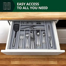 Luxury Bamboo Kitchen Drawer Organizer - Silverware Organizer - Utensil Holder and Cutlery Tray with Grooved Drawer Dividers for Flatware and Kitchen Utensils (9 Slot, Gray) by CozyNest Decor