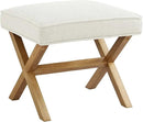 Amazon Basics Small Ottoman Foot Rest, Mid-Century Modern X Square Polyester Foot Stool, Linen, Ivory White, 18"D x 19.8"W x 18.3"H (Previously Rivet Brand) by CozyNest Decor