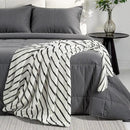 Lahome Boho Fleece Throw Blanket Black White Striped Fluffy Bed Throws Soft Cozy Warm Fuzzy Throw Blanket Reversible Blankets for Couch Sofa, Off White 50''x60'' by CozyNest Decor