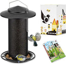 iBorn Bird Feeders for Outdoors, All Metal Mesh Tube, Holding Bird Seed for Outside Feeders,18cm Large Roof, Black, 2.8lb(Seed is not Included) by CozyNest Decor