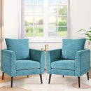 Barrel Accent Chair Set of 2 with Back Pillow, Large Upholstered Armchair with Solid Wood Legs Modern Reading Chairs for Living Room Bedroom by CozyNest Decor