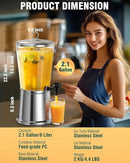 WantJoin Beverage Dispenser With Stand, Drink Dispenser for Party, Stainless Steel Water Dispenser with Ice Core, Spigot, Drink Jar Jug For Home Parties Lemonade, Clear Acrylic, 2-GALLONS 8 Liters by CozyNest Decor