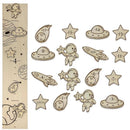 Wooden Markers for Growth Chart Height Ruler Kids Height Measurement, Space Themed Shapes. by TinyTreasures Baby Boutique
