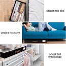 HOMELUX THEORY 2pc Under Bed Storage Containers, Bedroom Under the Bed Drawer Storage Organizer with Bins and Lids, Large Underbed Clothes Storage Box Ideal for Blanket, Fabric, & Shoes (Black) by CozyNest Decor