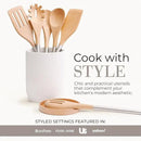STYLED SETTINGS Wood Cooking Utensils Set with Stainless Steel Handles – 6-PC Durable Wooden Spoons for Cooking, Serving, & Mixing – Kitchen Utensils Set for Nonstick Cookware, Great for Gifting by CozyNest Decor
