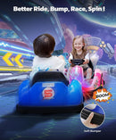 ELEMARA 12V Kids Bumper Car with Big Wheel, 2.2 Mph Max, Toddler Bumper Cars with Remote, Baby Bumping Toy Car with DIY Stickers,360 Degree-Spin, Music, Bluetooth,LED Lights, Blue by TinyTreasures Baby Boutique