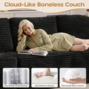 Cloud Sectional Couches for Living Room,U Shaped Modular Sofas No Assembly,165x107 Inches Plush Corduroy Oversized Floor Couch Set with Deep Seat Chaise,Black by CozyNest Decor
