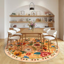 Floral 6ft Area Rug Machine Washable Soft Print Boho Carpet Non Slip Doormat Low Pile Flower Area Rugs for Living Room Bedroom Nursery Kitchen Dining Room Indoor-Yellow/Orange by TinyTreasures Baby Boutique