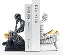 Heavy Duty Book Ends for Shelves, Thinker Decorative Bookends for Heavy Books, Unique Book Stoppers to Hold Book, Bookshelf Accessories, Modern Home Office Decor Aesthetic Black & White by CozyNest Decor
