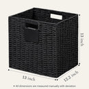UBBCARE 4 Pack Wicker Basket, 13×13 Storage Cubes with Label, Foldable Cube Storage Bin with Handle, Square Storage Basket for Shelves, Woven Paper Rope Basket for Organizing, Black by GreenHaven Gardens