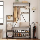 IDEALHOUSE Hall Tree with Bench and Shoe Storage Parent-Child Coat Rack Shoe Bench Industrial Coat Tree Entryway Large Organizer with Shoe Rack, Storage Cubbies, Hooks, and Top Shelf by CozyNest Decor