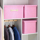 Enzk&Unity Decorative Storage Bins with Lids, Fabric Linen Foldable Storage Box with Handle Home Organizer for Shelf, Closet, Bedroom, Living Room, Office, 3 Packs, Pink by CozyNest Decor
