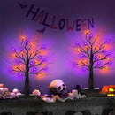 [Timer] 2 Pack 24 Inch Black Halloween Tree with Orange Purple Lights, USB/Battery Operated Light Up Halloween Table Decorations, Spooky Halloween Decorations Indoor Home Mantle Room Party Decor by CozyNest Decor