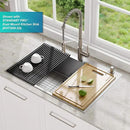Kraus Multipurpose Over-Sink Roll-Up Dish Drying Rack, Colander and Trivet in Dark Grey, KRM-10DG by CozyNest Decor