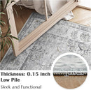 jinchan Runner Rug 2x7 Machine Washable Hallway Rug Grey Vintage Floral Print Non-Slip Low Pile Ultra-Thin for Kitchen,Entryway,Laundry Room,Bedroom,Farmhouse (2‘x7’,Grey) by TinyTreasures Baby Boutique
