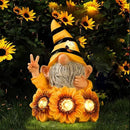 Garden Sculptures & Statues Resin Summer Bee Gnome with Sunflower, Outdoor Funny Decoration Solar Light Figurine Gifts for Yard, Patio Decor for Mom by CozyNest Decor