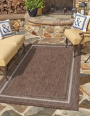 Unique Loom Outdoor Border Collection Area Rug - Soft Border (3' 3" x 5' 3" Rectangle Brown/Ivory) by GreenHaven Gardens