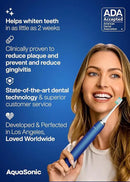 Aquasonic Vibe Series Ultra-Whitening Toothbrush – ADA Accepted Electric Toothbrush - 8 Brush Heads & Travel Case – 40,000 VPM Motor & Wireless Charging - 4 Modes w Smart Timer – Sapphire Blue by CozyNest Decor