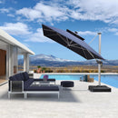 PURPLE LEAF 10' X 13' Double Top Deluxe Solar Powered LED Rectangle Patio Umbrella Offset Hanging Umbrella Outdoor Cantilever Umbrella, Navy Blue by GreenHaven Gardens
