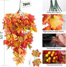 RECUTMS Fall Leaves Hanging Plant Artificial Fall Leaves Garland with Berry Fake Autumn Wall Hanging Leaf Vines for Home Halloween Party Door Frame Fireplace Decoration(Orange with Berry) by CozyNest Decor