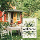 Spring Floral Welcome Garden Flag 12x18 Inch Double Sided Outside, Eucalyptus Seasonal Farmhouse Yard Outdoor Flag by GreenHaven Gardens