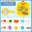 Mold-Free Baby Bath Toys Set 16 Pcs (2 Wind-Up Turtles, 7 No-Hole Sea Animals, 5 Stackable Boats, Fishing Net & Storage Bag) – BPA & Phthalate-Free, Ideal Water Table Baby Pool Toys for Kids Ages 1-3 by TinyTreasures Baby Boutique