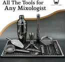 Highball & Chaser 13-Piece Cobbler Cocktail Shaker Set: Black Polished Stainless Steel Bartender Kit for Home Bar Set | Laser Engraved Tools Plus E-Book with 30 Recipes by CozyNest Decor