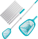U.S. Pool Supply 11.5 Foot Swimming Pool Leaf Skimmer Net with Telescopic Aluminum Pole, 8 Sections - 6" Deep Ultra Fine Mesh Netting Basket, Remove Finest Debris, Adjustable Length, Clean Spas, Ponds by GreenHaven Gardens