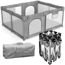 Foldable Baby Playpen with Gate, Extra Large Collapsible Play Yard for Babies & Toddlers, Portable Travel Play Pen with Fence, Safe Activity Center for Indoor & Outdoor Use (59"×71" Grey) by TinyTreasures Baby Boutique