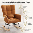 Nursery Rocking Chair,300Lb Glider Chair with Wood Legs/Two Side Pockets,Teddy Upholstered Glider Rocker with Padded Seat High Backrest for Living Room/Bedroom/Nursery by TinyTreasures Baby Boutique