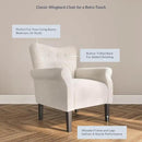 BELLEZE Modern Accent Chair for Living Room, High Back Polyester Armchair with Wooden Legs, Upholstered Wingback Side Chair Padded Armrest Single Sofa for Living Room, Bedroom - Allston (White) by CozyNest Decor