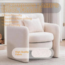 Chenille Accent Armchair Oversize Upholstered Barrel Comfy Modern Round Lounge Sofa Chair with Pillow Cozy Reading Chairs for Apartment,Office,Living Room,Dining,Makeup,Club,Beige by CozyNest Decor