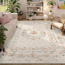 Wonnitar Floral Bow Print Washable 8x10 Rug, Beige Rugs for Living Room, Boho Non Slip Ultra-Thin Soft Neutral Carpet for Nursey Kids Room Dorm Living Room, Beige by TinyTreasures Baby Boutique