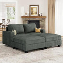 Nolany Corduroy Sectional Couch with Storage Ottoman, Sleeper Sectional Sofa, Modular Sectional Couches for Living Room, Green by CozyNest Decor