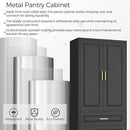75" Kitchen Pantry Cabinet, Metal Storage Cabinets with Doors and Adjustable Shelves, Black Tall Pantry Cabinet with 3 Drawers for Dinning Living Room by CozyNest Decor
