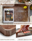 22 Inch Rustic Wood Serving Tray with Handles, Large Rectangular Wooden Ottoman Tray, Beautiful Home Décor for Living Room Coffee Table Couch, Ideal for Serving Food Breakfast BBQ Parties by CozyNest Decor