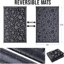 OLANLY Waterproof Outdoor Rug 8x10 ft, Outdoor Plastic Straw Rug with Flower Pattern, Reversible RV Mat for Patio, Camping, Balcony, Deck, Backyard, Black & Grey by CozyNest Decor