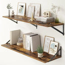 12 Inch Deep Floating Shelves,48W x 12D Floating Shelves, Deep Wall Shelves Bracket Set of 2, Large Display Floating Shelf for Bathroom, Living Room, Wide Storage Wooden Wall Shelf, Rustic Brown by CozyNest Decor