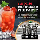 Highball & Chaser 13-Piece Cobbler Cocktail Shaker Set: Black Polished Stainless Steel Bartender Kit for Home Bar Set | Laser Engraved Tools Plus E-Book with 30 Recipes by CozyNest Decor