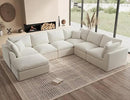 Oversized Cloud Couches for Living Room, Convertible Sectional Couch with Ottoman, 7 Seater Large Modular Sectional Sofa, Warm White by CozyNest Decor