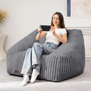 HABUTWAY Bean Bag Chair, Giant Bean Bag Chairs for Adults and Kids, Bean Bag Sofa, Lazy Floor Sofa, Faux Fur Beanbag Chair with Armrests for Living Room Bedroom (Grey) by CozyNest Decor