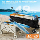 300L Extra Large Collapsible Foldable Wagon, 440lbs Load Capacity 48''L Extended Heavy Duty Folding Beach Wagon with Big All-Terrain Wheels, Utility Garden Cart for Outdoor Activities, Black by GreenHaven Gardens