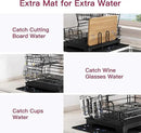 BOOSINY 2 Tier Black Large Stainless Steel Dish Drainers Drying Rack for Kitchen Counter with Drainboard, Rust Proof Metal, Space Saving, Modern Aesthetic, Compact Plates Strainers with Extra Mat by CozyNest Decor
