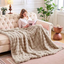 Lotus Karen Faux Fur Throw Blanket Linen - 800 GSM Bubble Rabbit Fluff Blanket for Couch Bed Sofa,Softest Fluffy Fuzzy Cozy Blanket,Thick Furry Plush Shaggy Warm Blankets for Women,60x80 Inches by CozyNest Decor