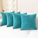 CaliTime Throw Pillow Covers Decorative 18 X 18 Inches Pack of 4 Cozy Chenille Cushion Cases for Couch Sofa Bed Living Room Home Lake Blue by CozyNest Decor